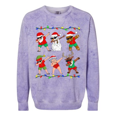 Dabbing Santa And Friends Christmas In July Xmas Colorblast Crewneck Sweatshirt