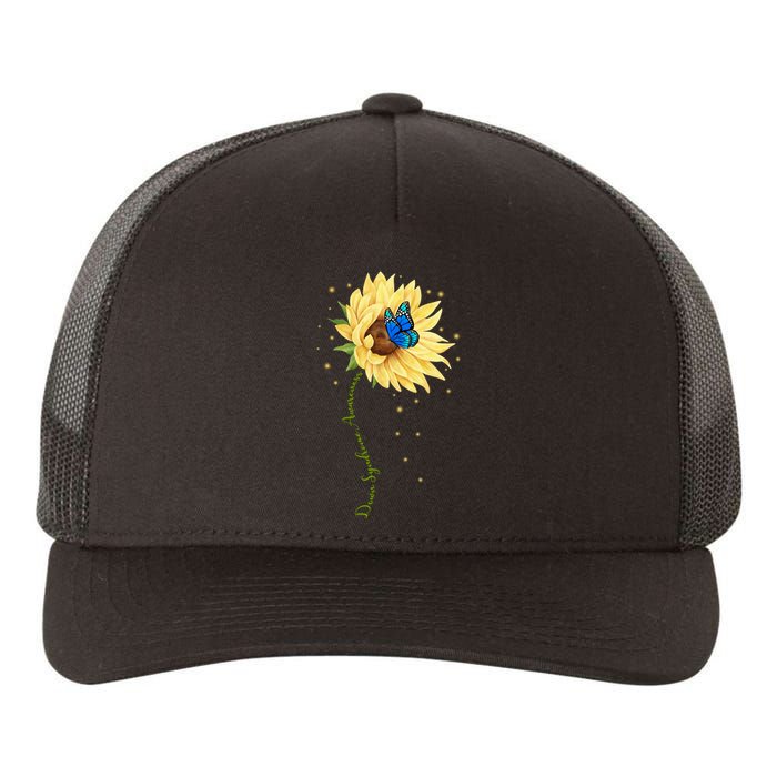 Down Syndrome Awareness Sunflower Butterfly Yupoong Adult 5-Panel Trucker Hat