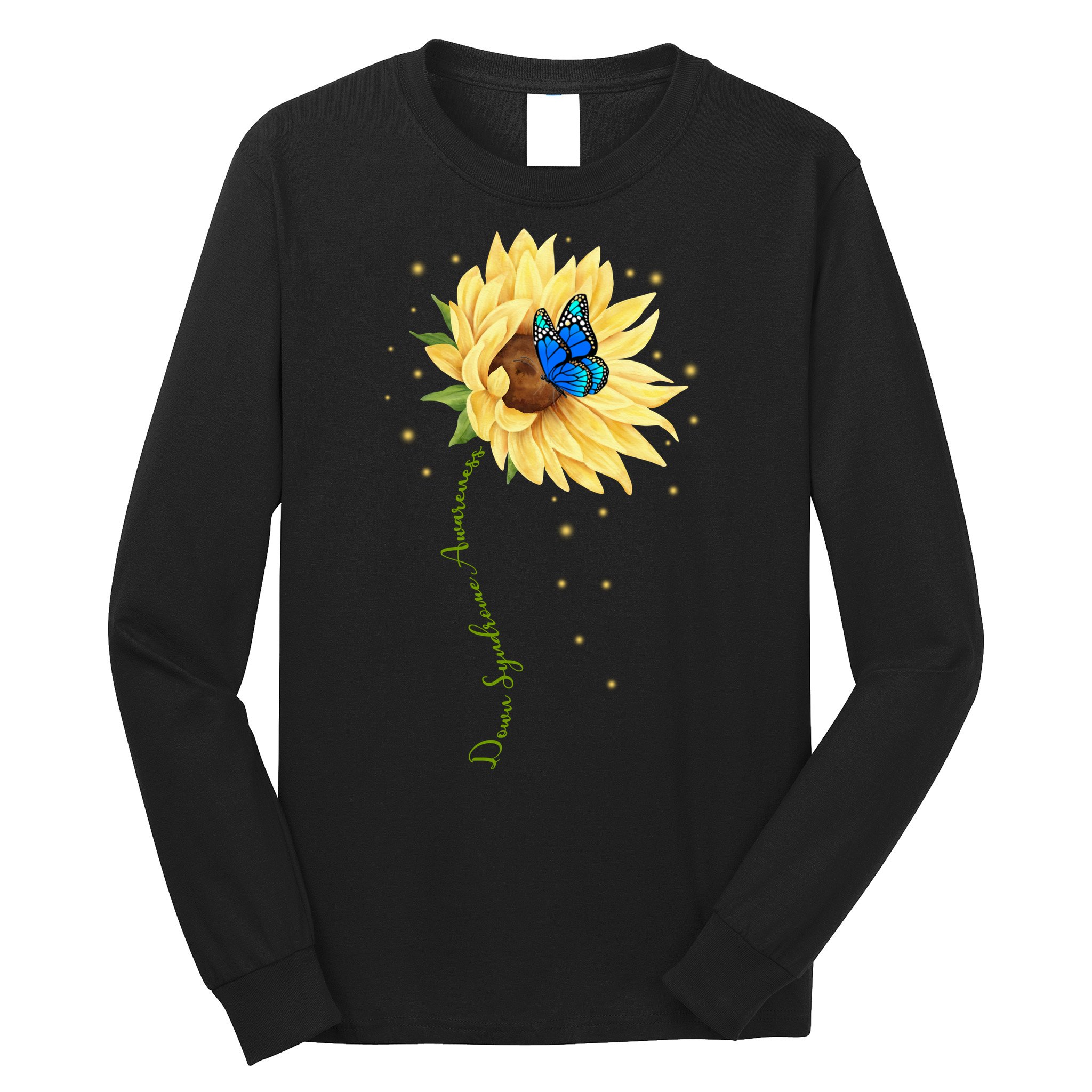 Down Syndrome Awareness Sunflower Butterfly Long Sleeve Shirt