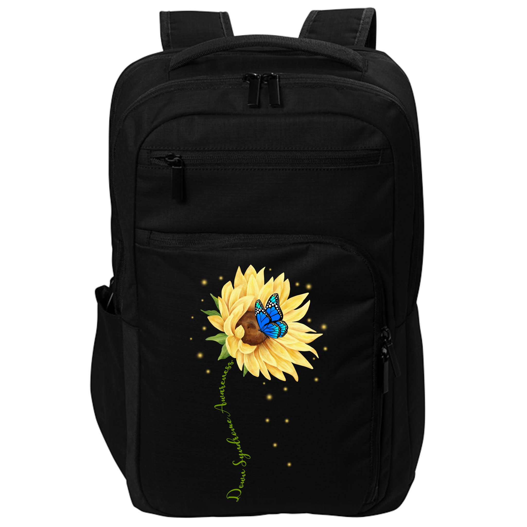 Down Syndrome Awareness Sunflower Butterfly Impact Tech Backpack