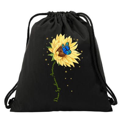 Down Syndrome Awareness Sunflower Butterfly Drawstring Bag