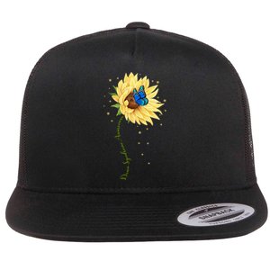 Down Syndrome Awareness Sunflower Butterfly Flat Bill Trucker Hat