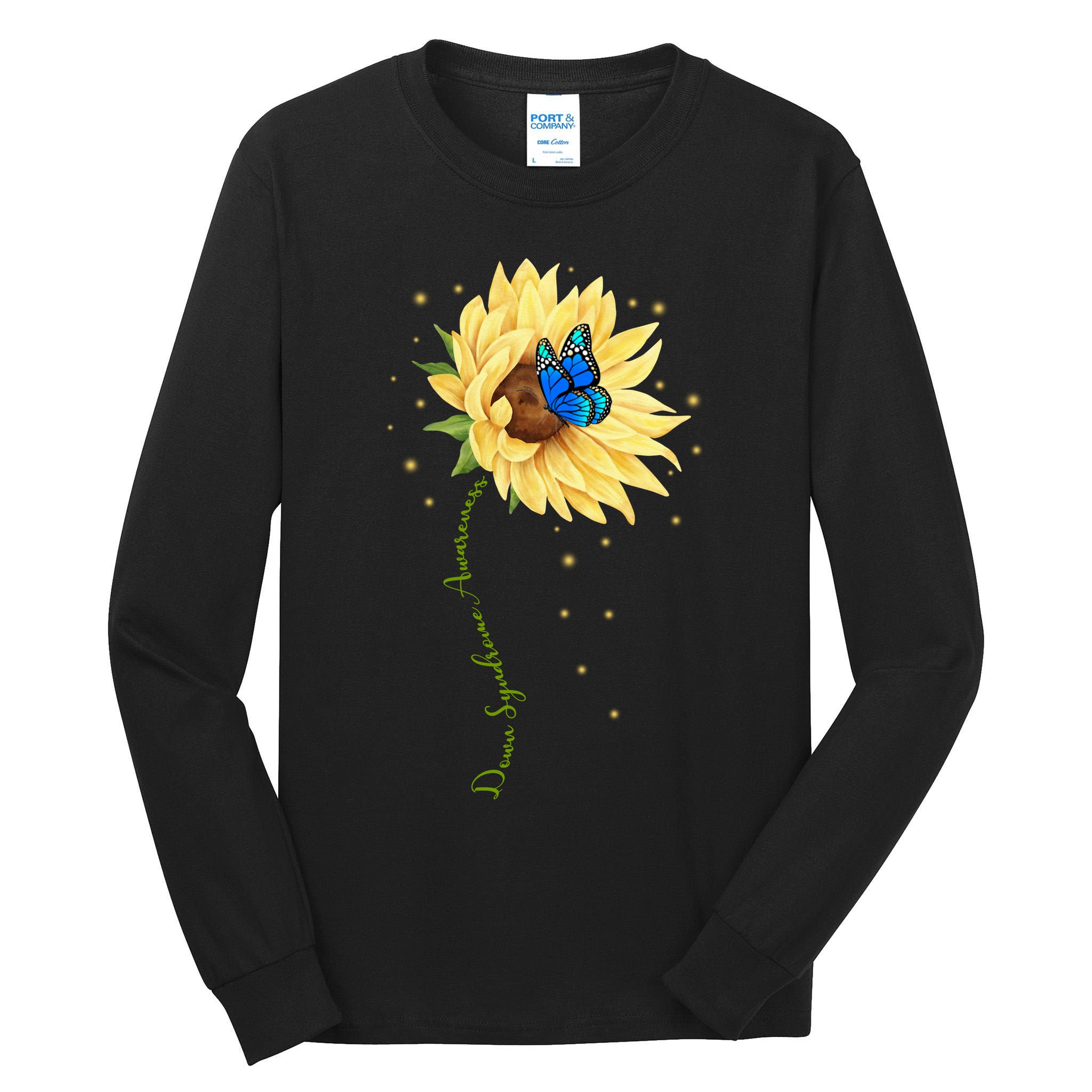 Down Syndrome Awareness Sunflower Butterfly Tall Long Sleeve T-Shirt