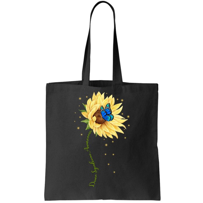 Down Syndrome Awareness Sunflower Butterfly Tote Bag