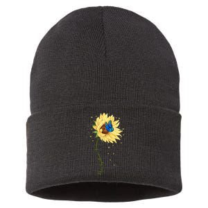 Down Syndrome Awareness Sunflower Butterfly Sustainable Knit Beanie