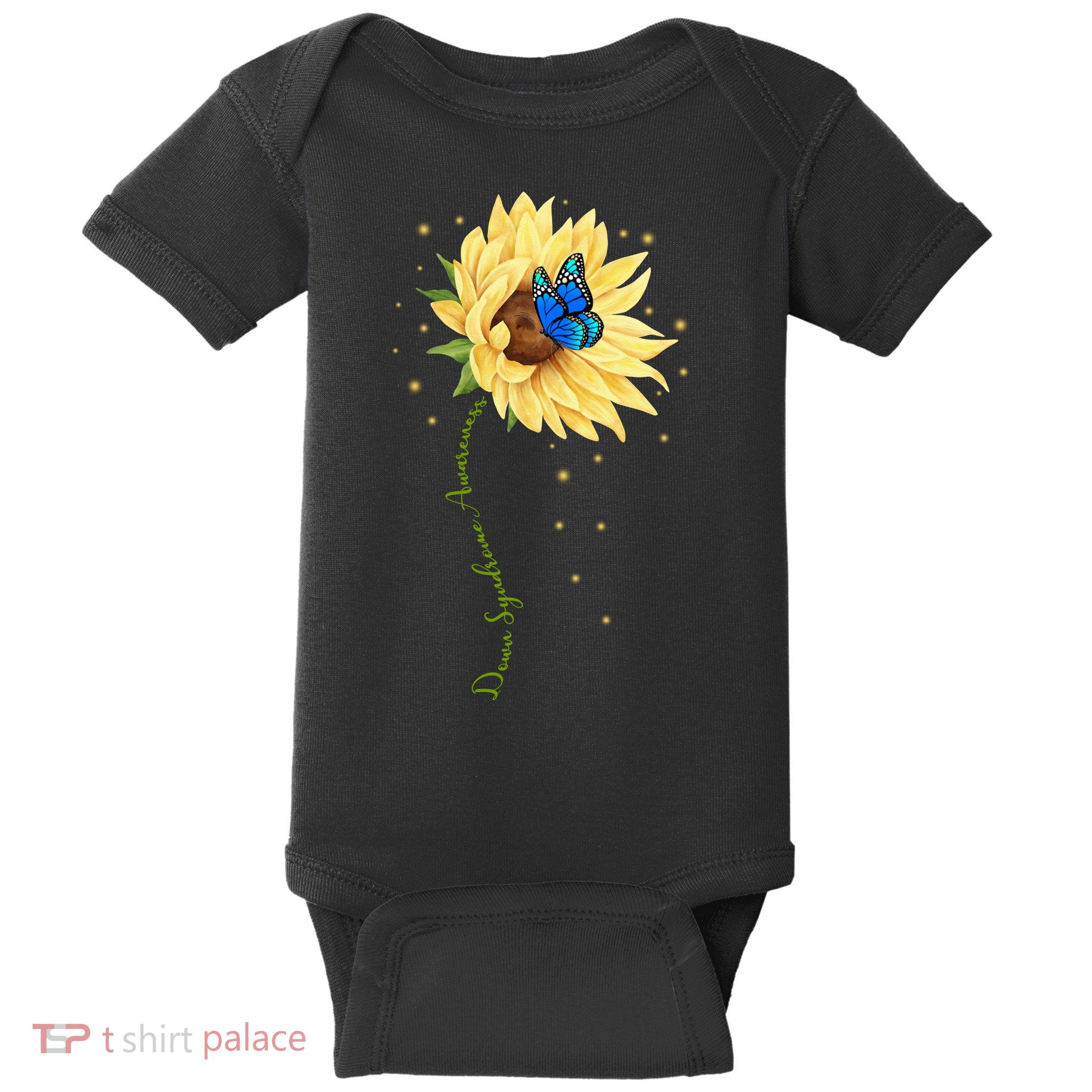 Down Syndrome Awareness Sunflower Butterfly Baby Bodysuit