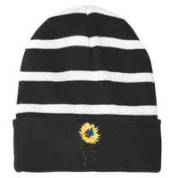 Down Syndrome Awareness Sunflower Butterfly Striped Beanie with Solid Band