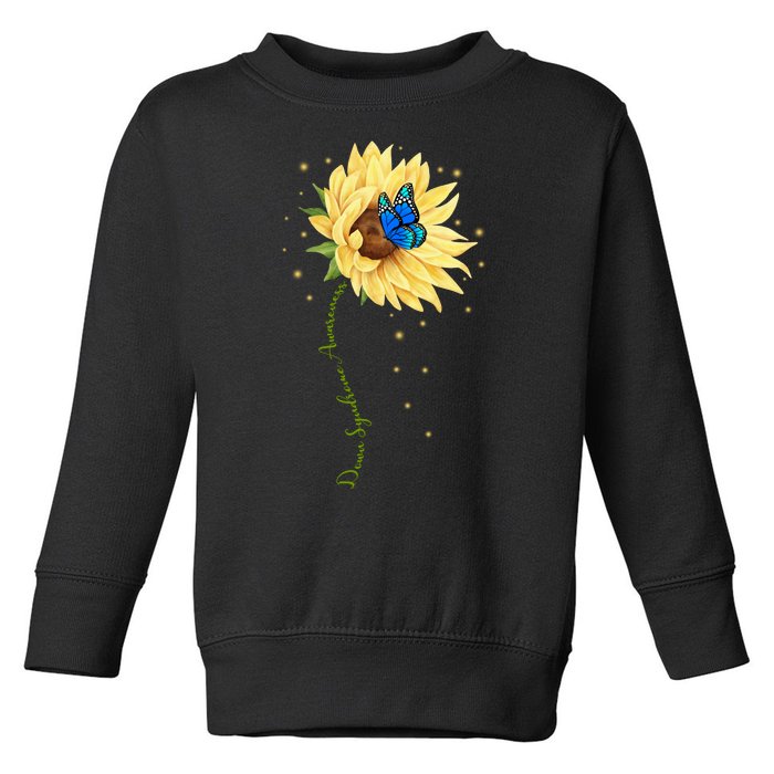 Down Syndrome Awareness Sunflower Butterfly Toddler Sweatshirt