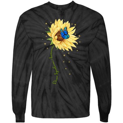 Down Syndrome Awareness Sunflower Butterfly Tie-Dye Long Sleeve Shirt
