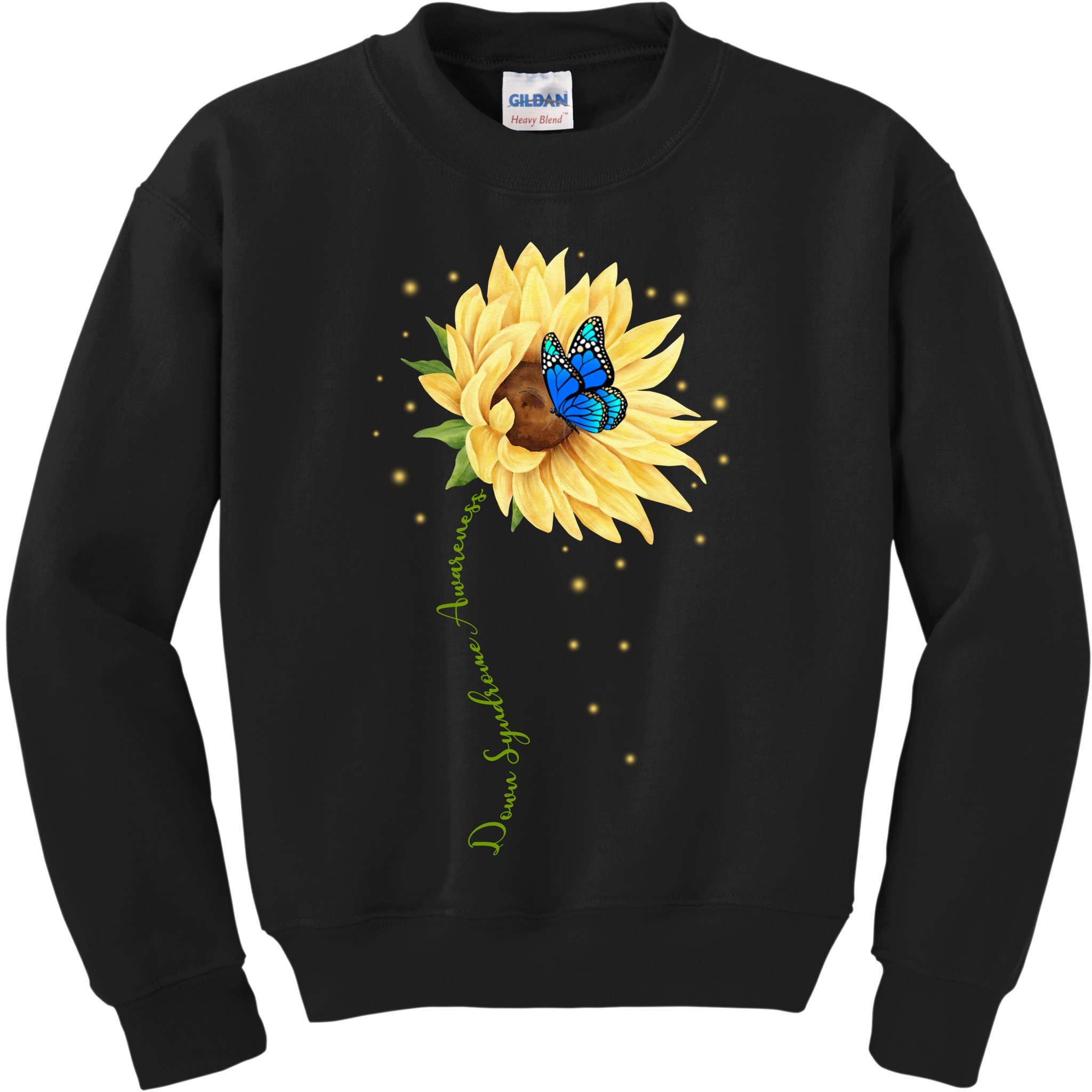 Down Syndrome Awareness Sunflower Butterfly Kids Sweatshirt