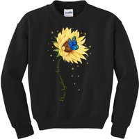 Down Syndrome Awareness Sunflower Butterfly Kids Sweatshirt