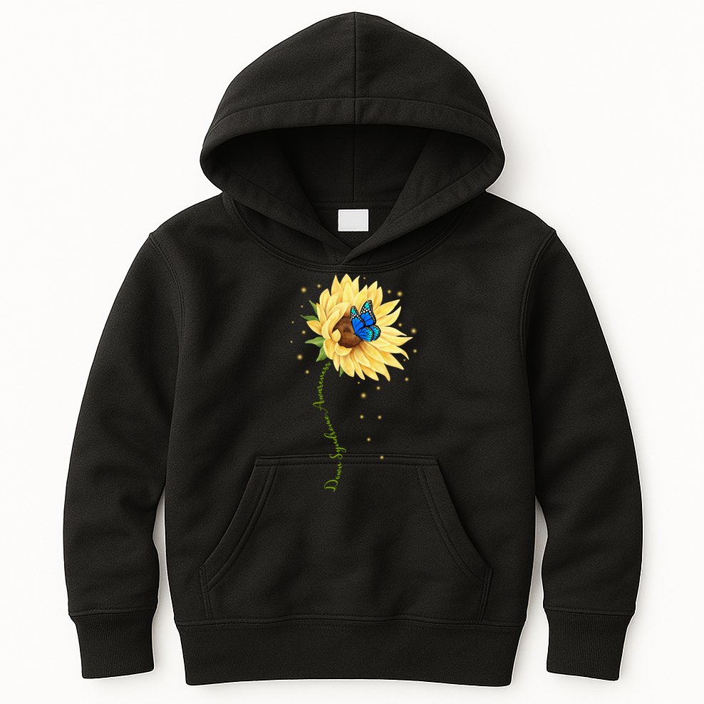 Down Syndrome Awareness Sunflower Butterfly Kids Hoodie