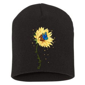 Down Syndrome Awareness Sunflower Butterfly Short Acrylic Beanie