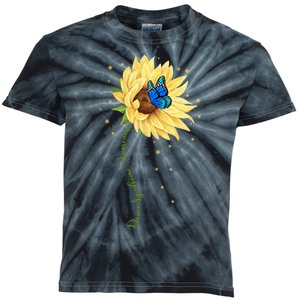 Down Syndrome Awareness Sunflower Butterfly Kids Tie-Dye T-Shirt