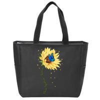 Down Syndrome Awareness Sunflower Butterfly Zip Tote Bag