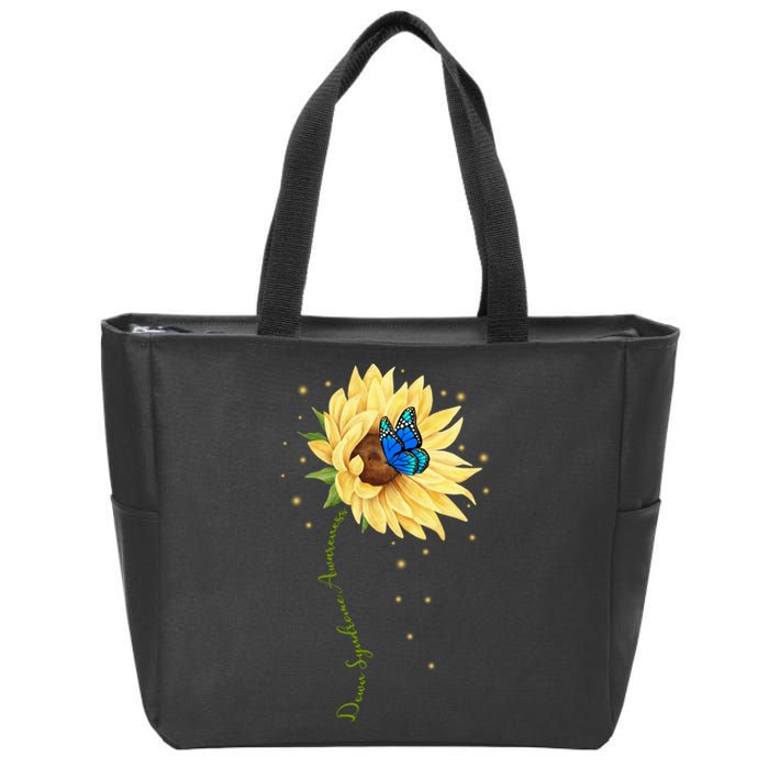 Down Syndrome Awareness Sunflower Butterfly Zip Tote Bag