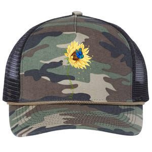 Down Syndrome Awareness Sunflower Butterfly Retro Rope Trucker Hat Cap