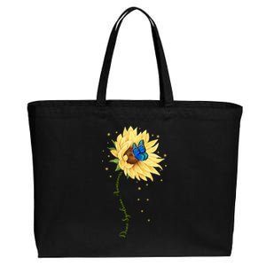 Down Syndrome Awareness Sunflower Butterfly Cotton Canvas Jumbo Tote