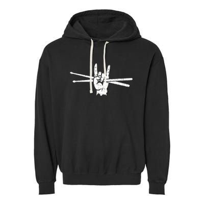 Drum Sticks Art Percussion Drum Player Garment-Dyed Fleece Hoodie