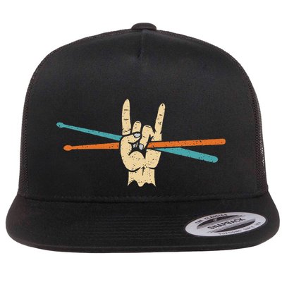 Drum Sticks Art Percussion Drum Player Flat Bill Trucker Hat