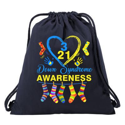Down Syndrome Awareness Colorful Socks Drawstring Bag