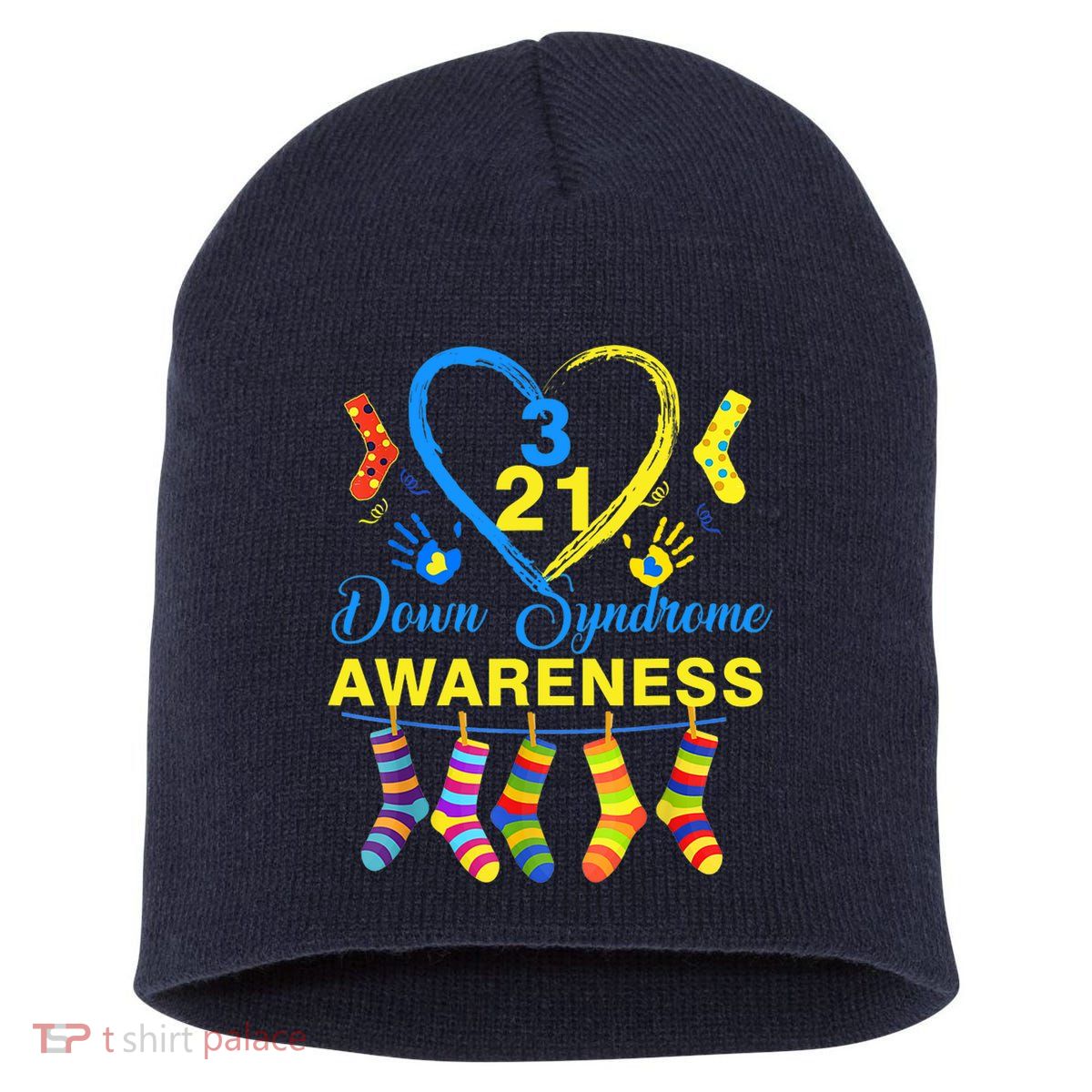 Down Syndrome Awareness Colorful Socks Short Acrylic Beanie