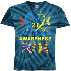 Down Syndrome Awareness Colorful Socks Kids Tie-Dye T-Shirt