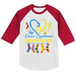 Down Syndrome Awareness Colorful Socks Kids Colorblock Raglan Jersey