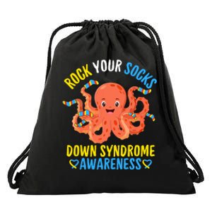 Down Syndrome Awareness Octopus Rock Your Sock Drawstring Bag