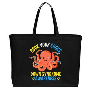 Down Syndrome Awareness Octopus Rock Your Sock Cotton Canvas Jumbo Tote