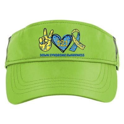 Down Syndrome Awareness T21 Peace Love Ribbon Adult Drive Performance Visor