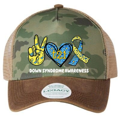 Down Syndrome Awareness T21 Peace Love Ribbon Legacy Tie Dye Trucker Hat