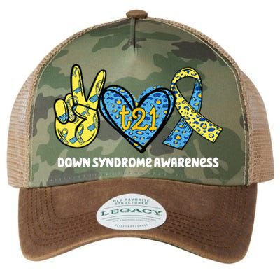 Down Syndrome Awareness T21 Peace Love Ribbon Legacy Tie Dye Trucker Hat