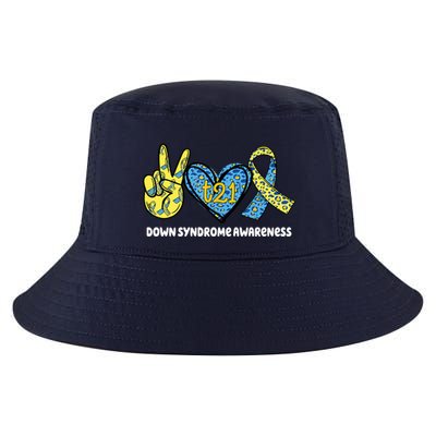 Down Syndrome Awareness T21 Peace Love Ribbon Cool Comfort Performance Bucket Hat