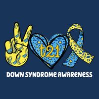 Down Syndrome Awareness T21 Peace Love Ribbon Performance Shirt