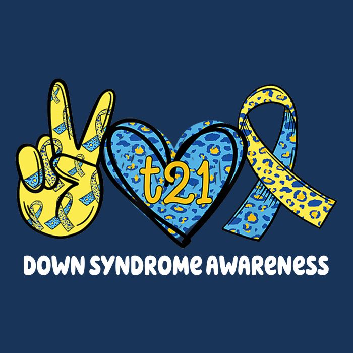 Down Syndrome Awareness T21 Peace Love Ribbon Performance Shirt