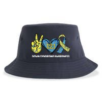 Down Syndrome Awareness T21 Peace Love Ribbon Sustainable Bucket Hat