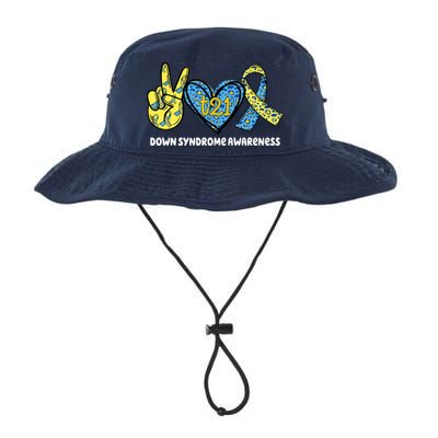 Down Syndrome Awareness T21 Peace Love Ribbon Legacy Cool Fit Booney Bucket Hat