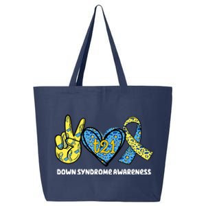 Down Syndrome Awareness T21 Peace Love Ribbon 25L Jumbo Tote