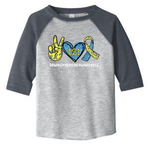 Down Syndrome Awareness T21 Peace Love Ribbon Toddler Fine Jersey T-Shirt