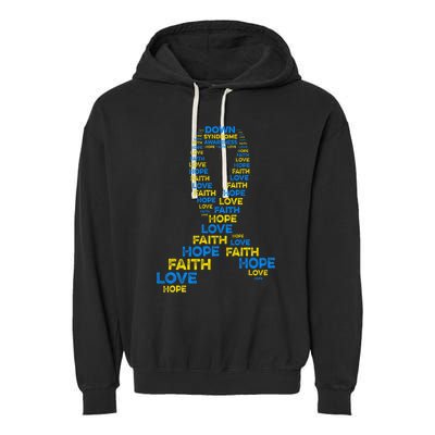 Down Syndrome Awareness Hope Faith Love Teal Ribbon Mom Garment-Dyed Fleece Hoodie