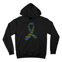 Down Syndrome Awareness Hope Faith Love Teal Ribbon Mom Hoodie