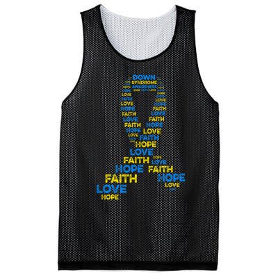 Down Syndrome Awareness Hope Faith Love Teal Ribbon Mom Mesh Reversible Basketball Jersey Tank