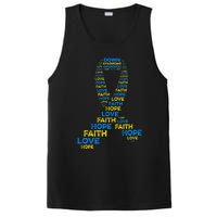 Down Syndrome Awareness Hope Faith Love Teal Ribbon Mom PosiCharge Competitor Tank