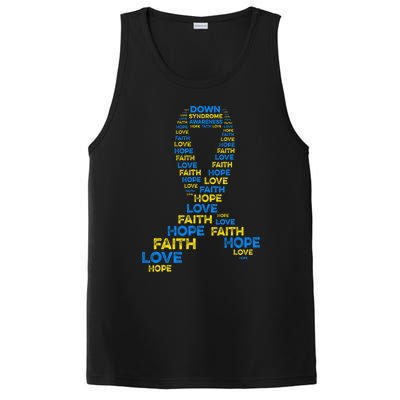 Down Syndrome Awareness Hope Faith Love Teal Ribbon Mom PosiCharge Competitor Tank