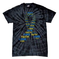 Down Syndrome Awareness Hope Faith Love Teal Ribbon Mom Tie-Dye T-Shirt