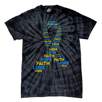 Down Syndrome Awareness Hope Faith Love Teal Ribbon Mom Tie-Dye T-Shirt