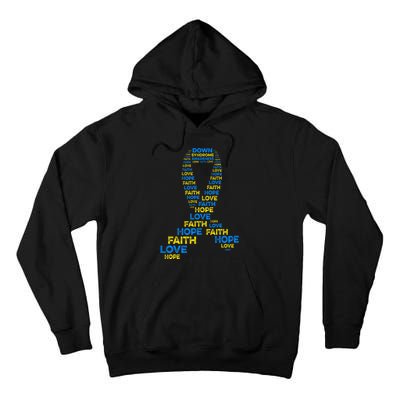 Down Syndrome Awareness Hope Faith Love Teal Ribbon Mom Tall Hoodie