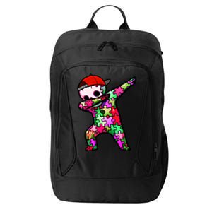 Dabbing Skeleton Autism Awareness Month Skeleton Gift City Backpack