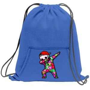 Dabbing Skeleton Autism Awareness Month Skeleton Gift Sweatshirt Cinch Pack Bag